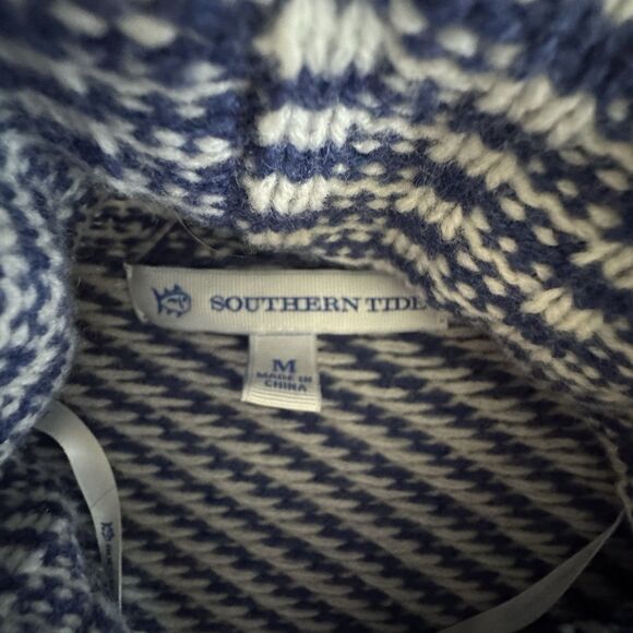 Southern Tide Blue Wool Cashmere Wrap Pocket Oversized Sweater Women’s Size M - Picture 8 of 11